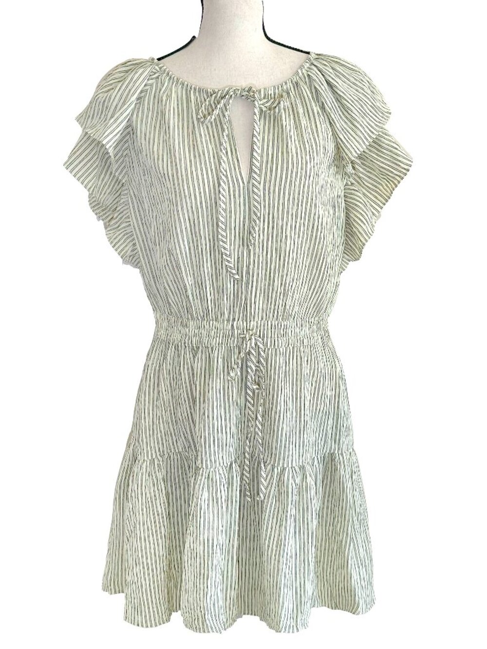 NWT Flutter Sleeve Stripe Ruffle Dress